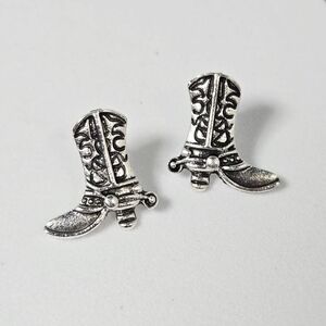 Silver Cowboy Boot Earrings Western Stud Ranchcore Jewelry Boho Festival Chic